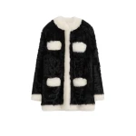 Toteme Silky shearling pocket jacket in Black / Natural
