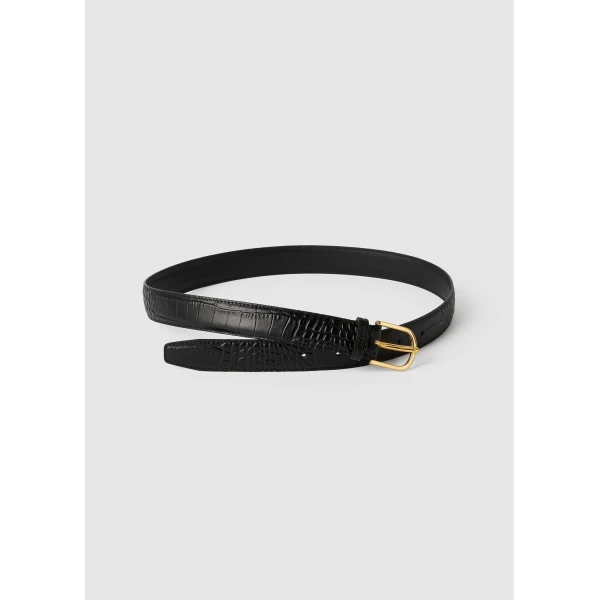 Toteme Slim croco-embossed belt in Black, view 4