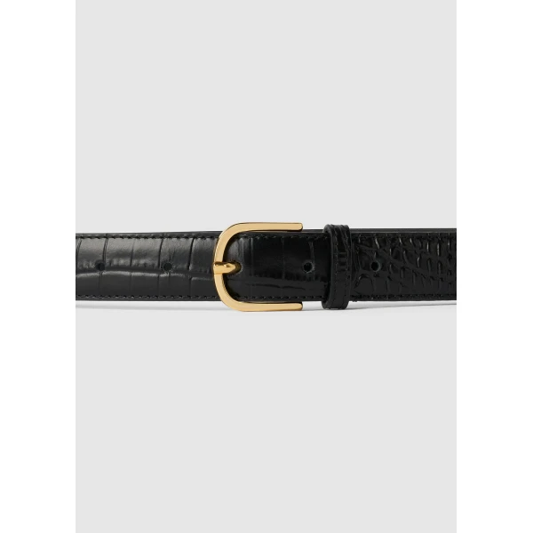 Toteme Slim croco-embossed belt in Black, view 5
