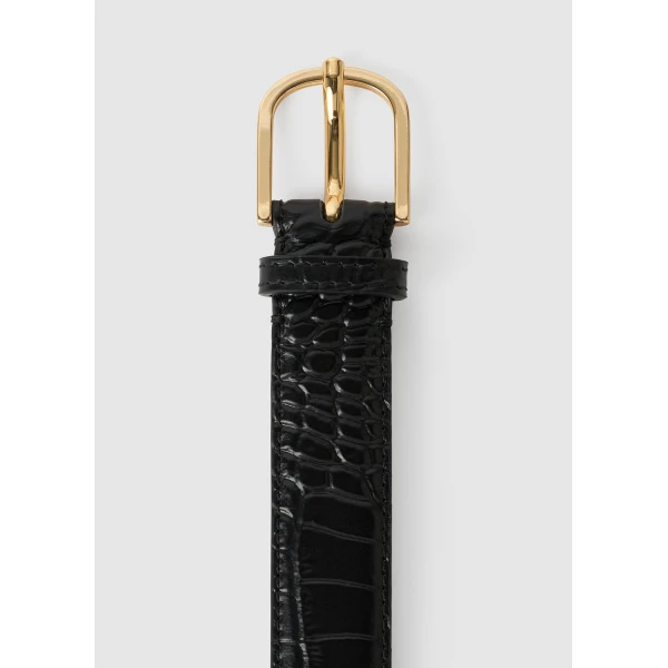 Toteme Slim croco-embossed belt in Black, view 6