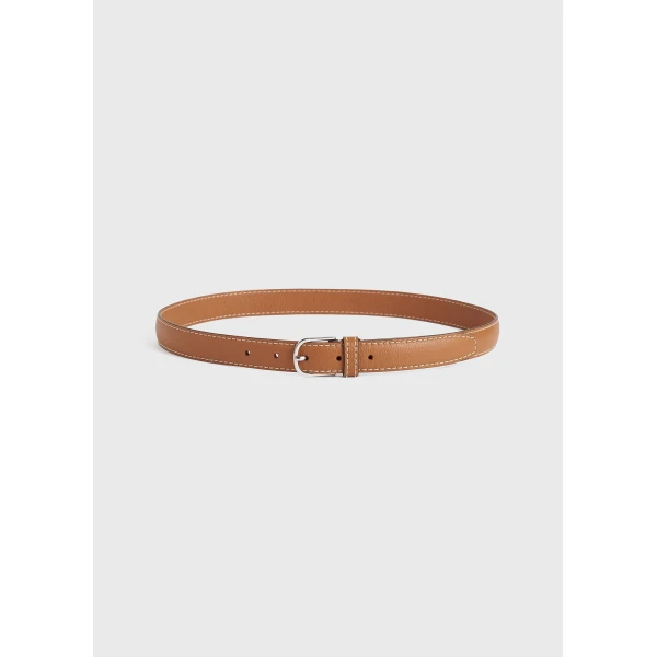 Toteme Slim grained-leather belt in Tan, view 3