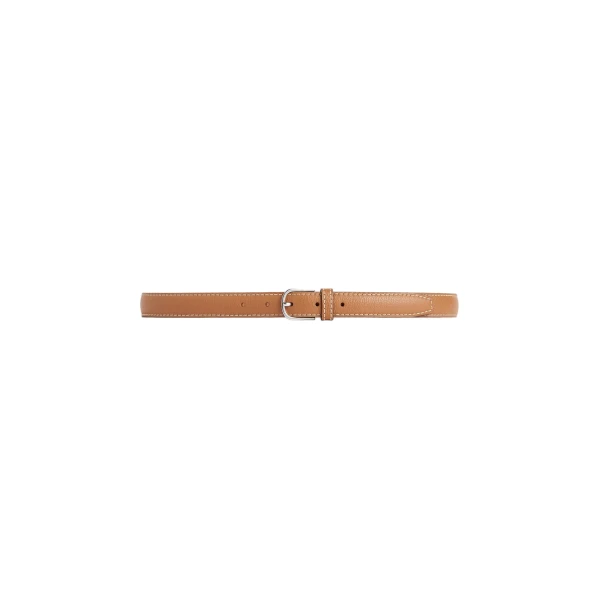 Slim grained-leather belt in Tan