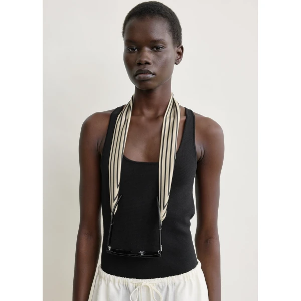 Toteme Striped sunglasses scarf in Ecru / Black, view 2