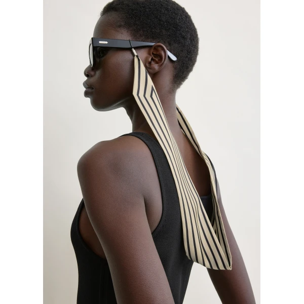 Toteme Striped sunglasses scarf in Ecru / Black, view 3