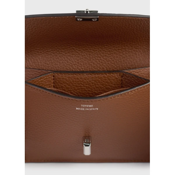 Toteme T-Lock grained-leather cardholder in Sienna, view 5