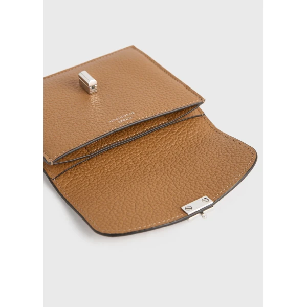 Toteme T-Lock grained-leather cardholder in Tan, view 4