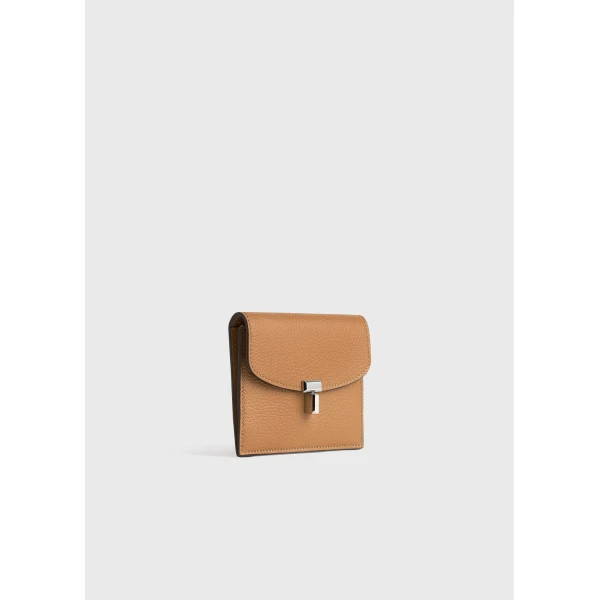 Toteme T-Lock grained-leather cardholder in Tan, view 6