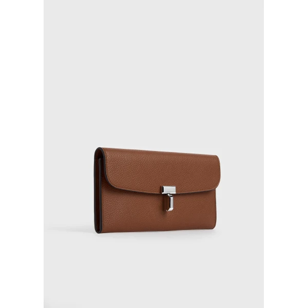 Toteme T-Lock grained-leather wallet in Sienna, view 3