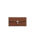 Toteme T-Lock grained-leather wallet in Sienna