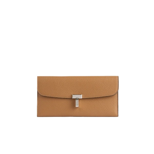 T-Lock grained-leather wallet in Tan