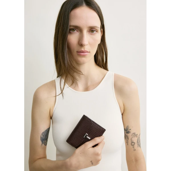 Toteme T-Lock lizard-embossed cardholder in Brown, view 2