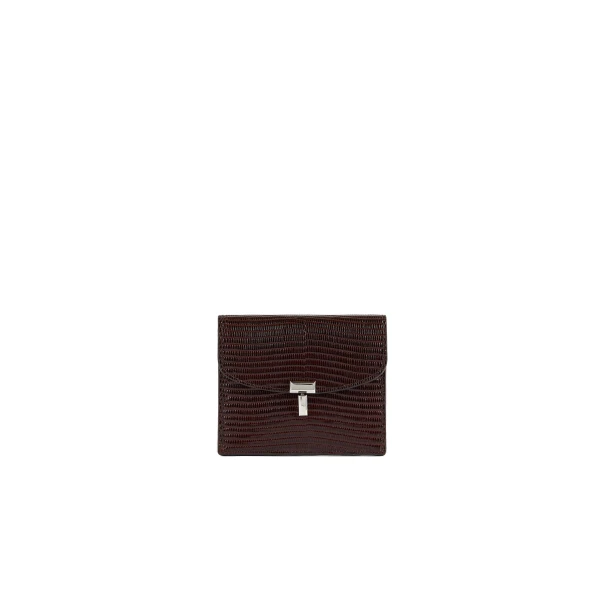 Toteme T-Lock lizard-embossed cardholder in Brown