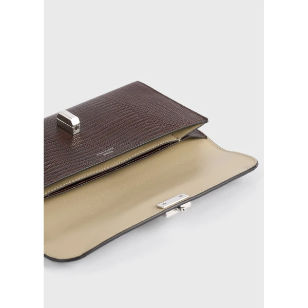 Toteme T-Lock lizard-embossed wallet in Brown, view 4