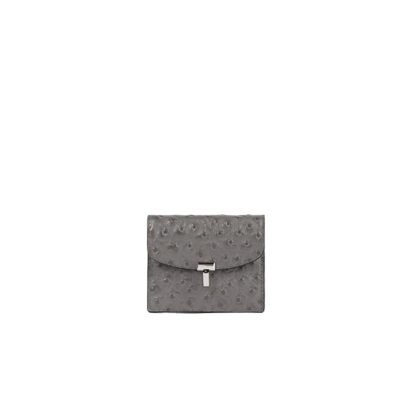 T-Lock ostrich-embossed cardholder in Grey