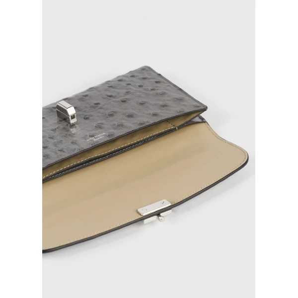 Toteme T-Lock ostrich-embossed wallet in Grey, view 6