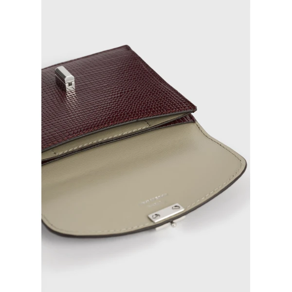 Toteme T-Lock palmellato-patent cardholder in Cherry, view 3