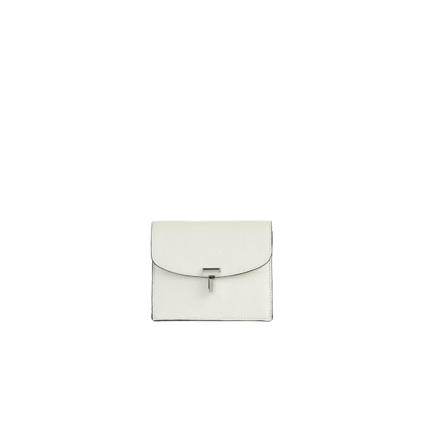 T-Lock palmellato-patent cardholder in Off-white