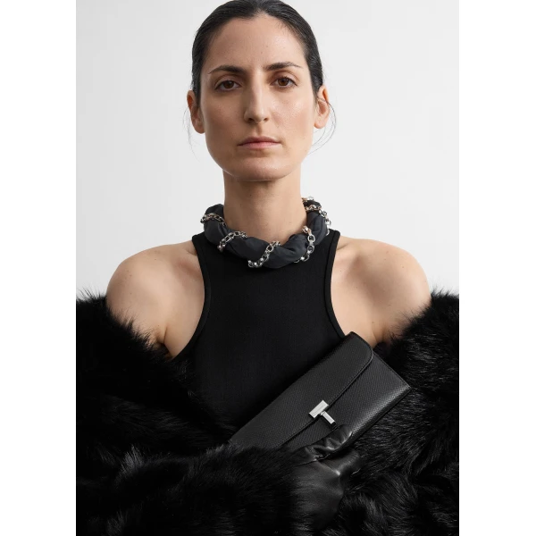 Toteme T-Lock palmellato-patent wallet in Black, view 2