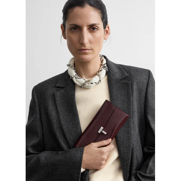 Toteme T-Lock palmellato-patent wallet in Cherry, view 2
