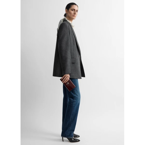 Toteme T-Lock palmellato-patent wallet in Cherry, view 3