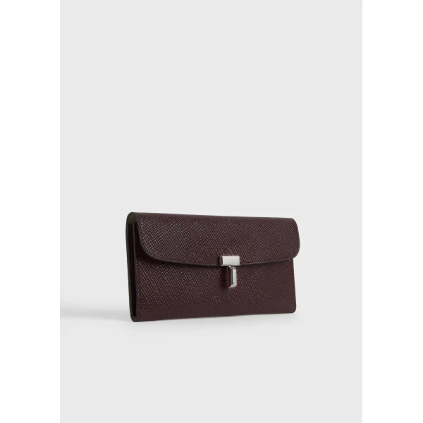 Toteme T-Lock palmellato-patent wallet in Cherry, view 4