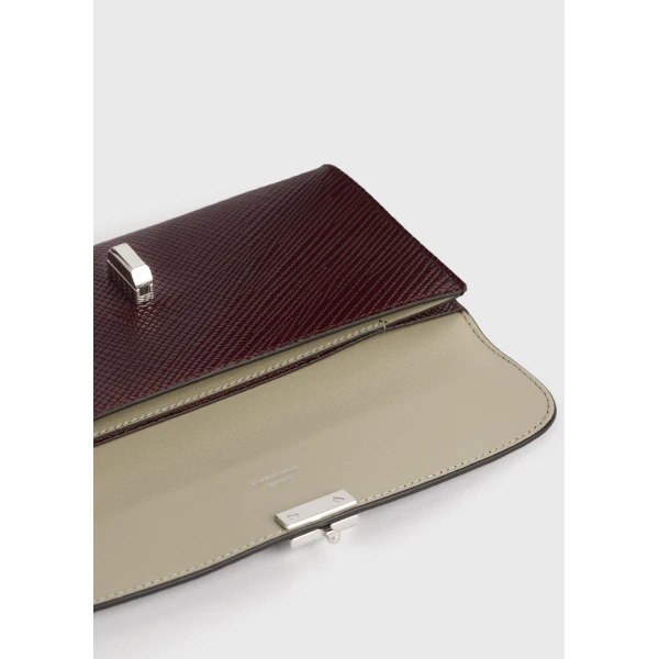 Toteme T-Lock palmellato-patent wallet in Cherry, view 5