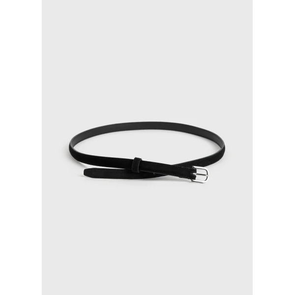 Toteme Thin suede belt in Black, view 5