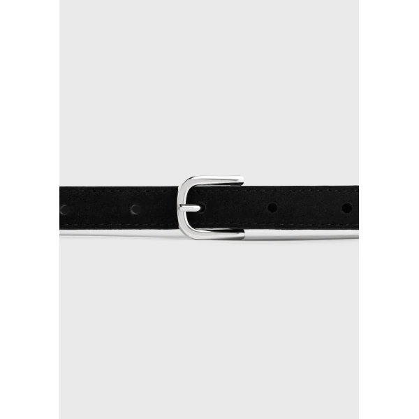 Toteme Thin suede belt in Black, view 6