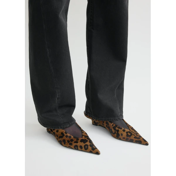 Toteme Wedge-heel pony hair slingbacks in Leopard, view 2