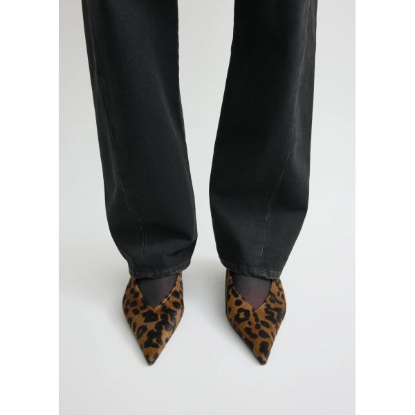 Toteme Wedge-heel pony hair slingbacks in Leopard, view 3