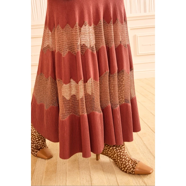 Ulla Johnson Amaia Knit Dress in Sienna and Rose Gold