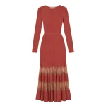 Ulla Johnson Amaia Knit Dress in Sienna and Rose Gold | Midi Dresses | Coveti