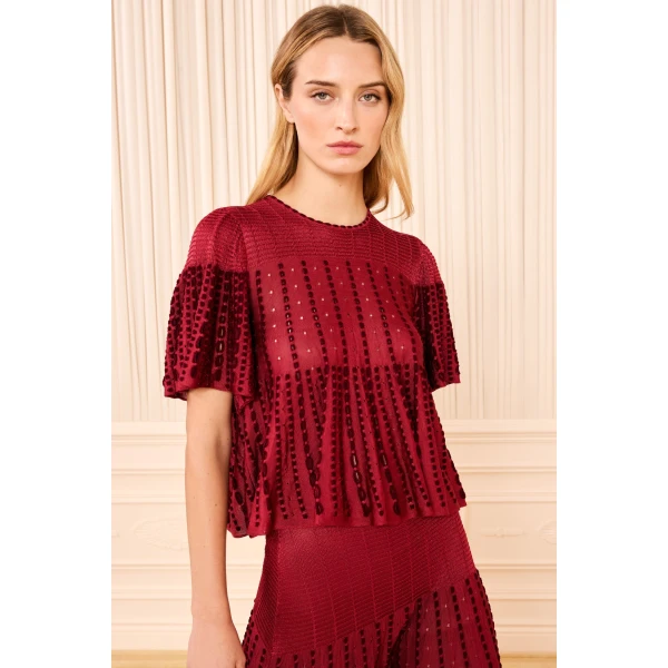 Ulla Johnson Avelina Knit Cape Top in Garnet