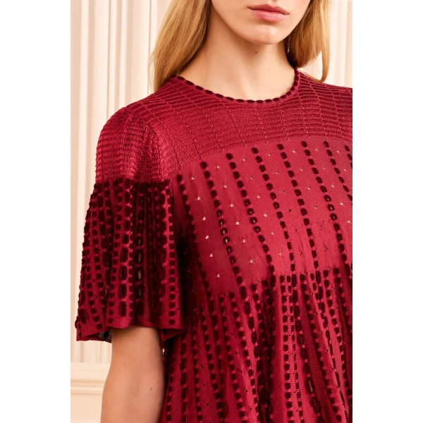 Ulla Johnson Avelina Knit Cape Top in Garnet