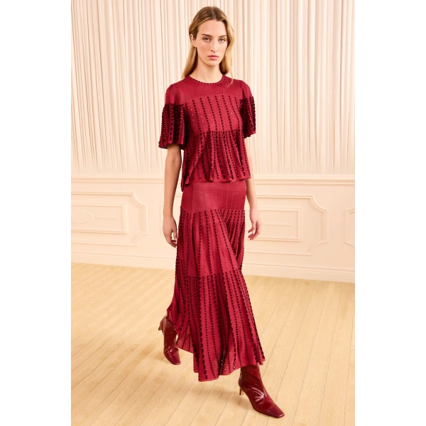 Ulla Johnson Avelina Knit Cape Top in Garnet