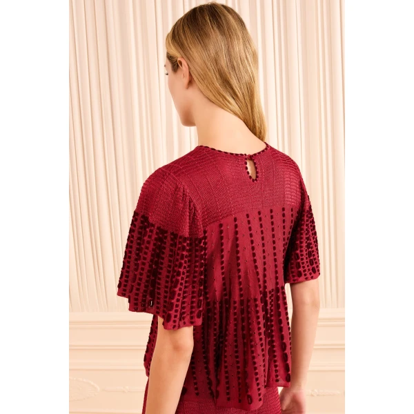 Ulla Johnson Avelina Knit Cape Top in Garnet