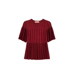 Ulla Johnson Avelina Knit Cape Top in Garnet | Short Sleeved | Coveti