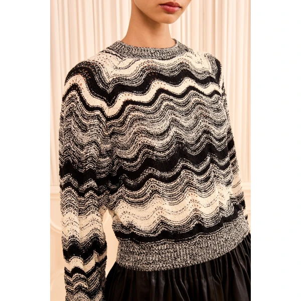 Ulla Johnson Carmen Knit Pullover in Noir and Gardenia