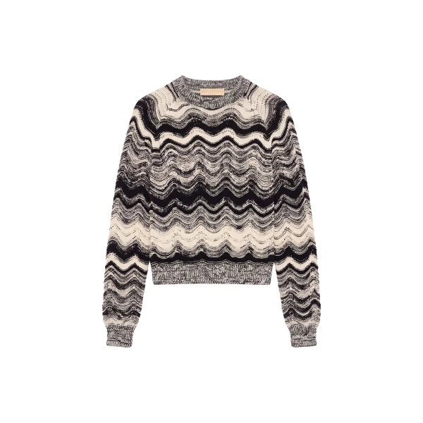 Carmen Knit Pullover in Noir and Gardenia