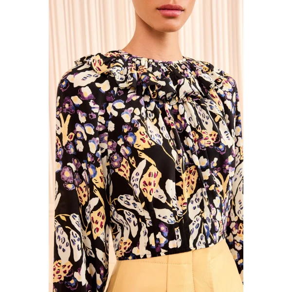 Ulla Johnson Celesta Ruffled Blouse in Botanica