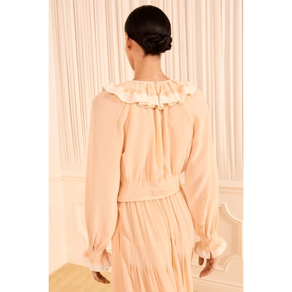 Ulla Johnson Celesta Ruffled Blouse in Peony