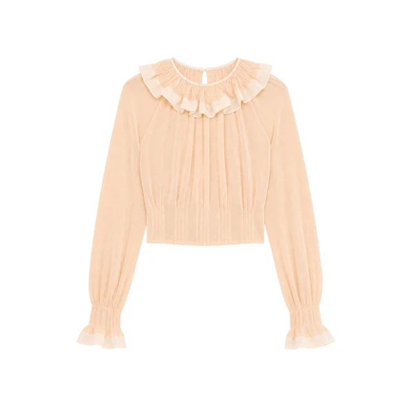 Celesta Ruffled Blouse in Peony