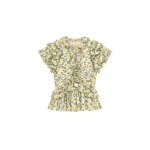 Ulla Johnson Corinne Ruffle Top in Acacia | Short Sleeved | Coveti
