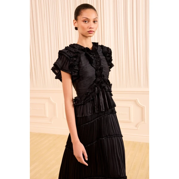 Ulla Johnson Corinne Ruffle Top in Noir