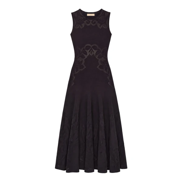 Ulla Johnson Corinthia Knit Dress in Noir | Midi Dresses | Coveti