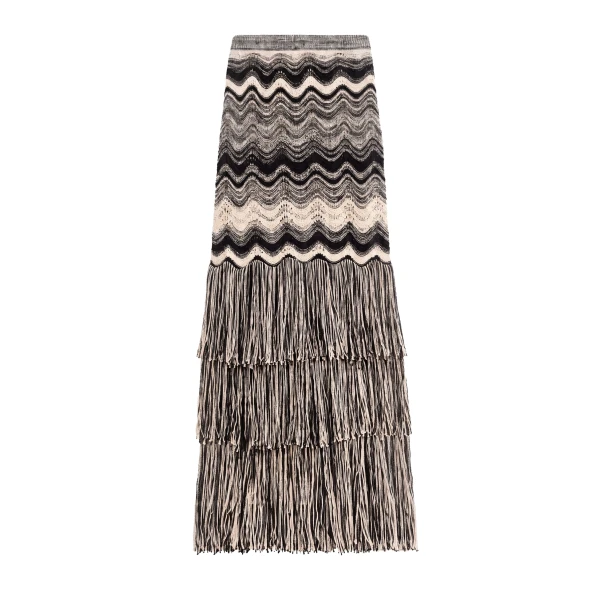 Evelina Knit Skirt in Noir and Gardenia