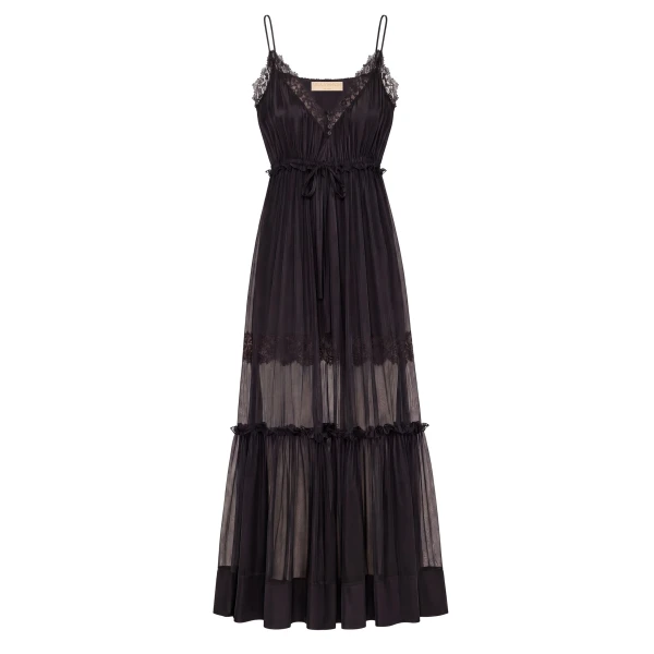 Ulla Johnson Imogen Dress in Noir | Midi Dresses | Coveti