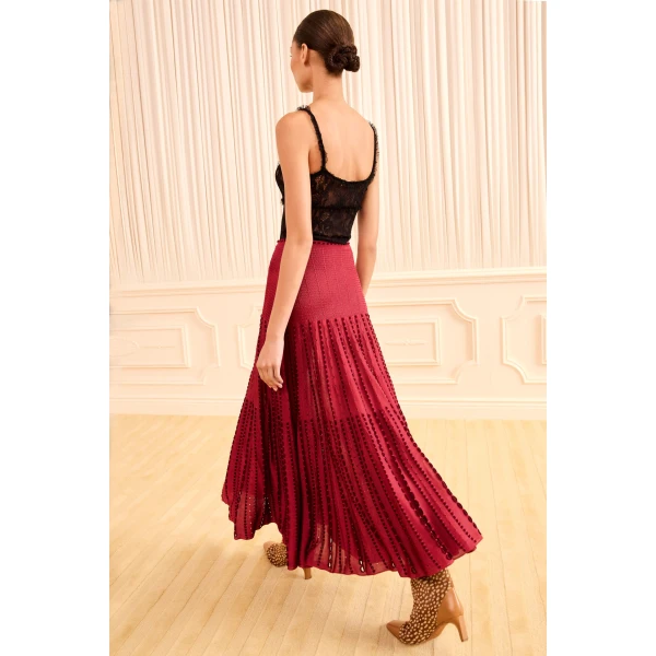 Ulla Johnson Lilah Midi Knit Skirt in Garnet