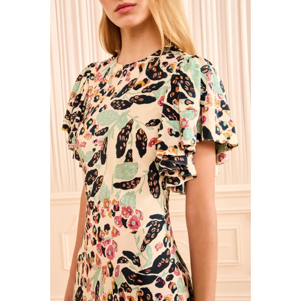 Ulla Johnson Mariam Flutter Sleeve Dress in Calla Lily