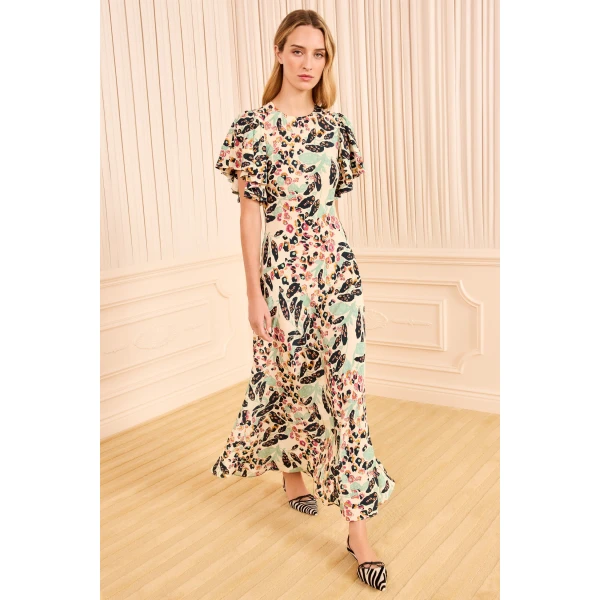 Ulla Johnson Mariam Flutter Sleeve Dress in Calla Lily